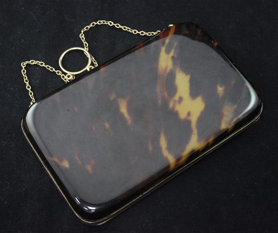 A ladys 1920s 9ct, gold mounted tortoiseshell evening purse 6.25in.